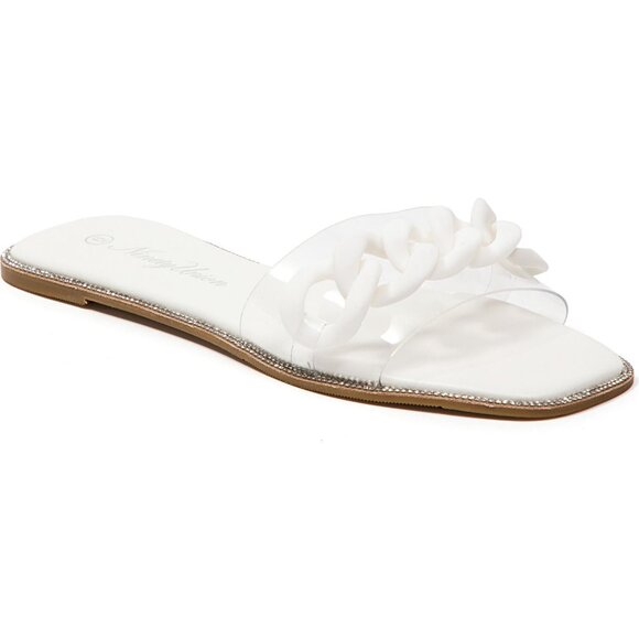 Ninety Union White Chain Link Clear Transparent Vinyl Slide Sandals 7 New in Box - Picture 4 of 7